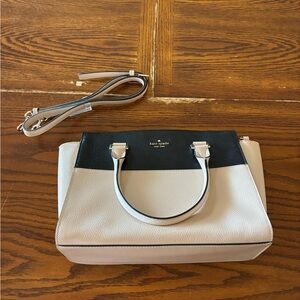 Kate Spade New York Women's Beige Black Purse Shoulder Handbag Crossbody Satchel
